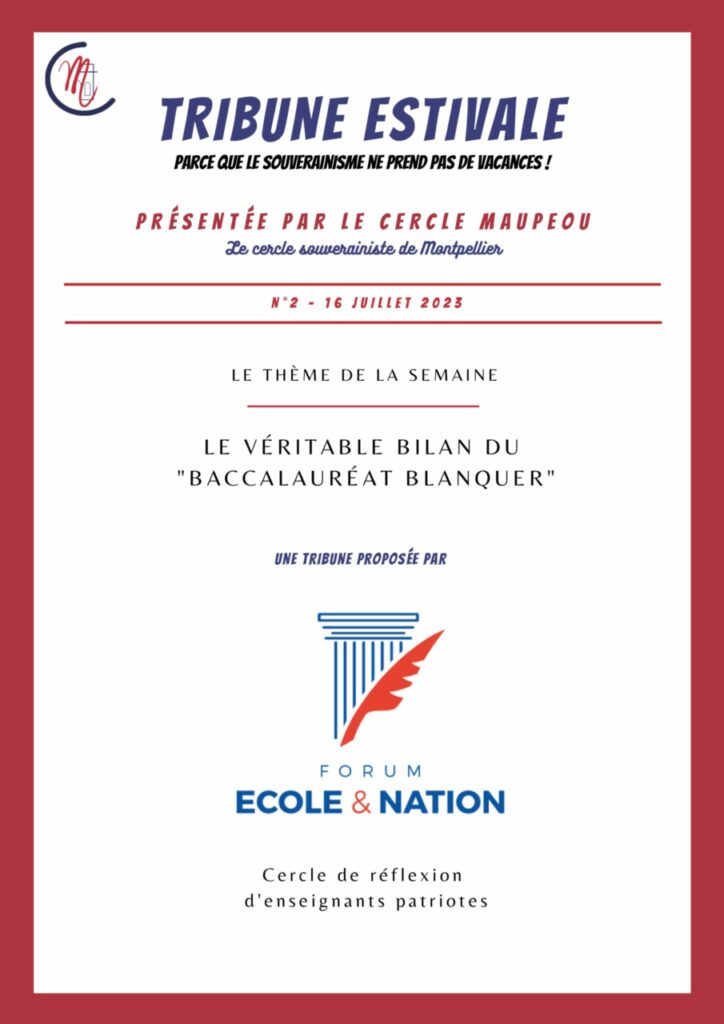 Forum Ecole &#038; Nation &#8211; Quel bilan peut-on tirer du baccalauréat Blanquer ? – Tribune présentée par le Cercle Maupeou de Montpellier