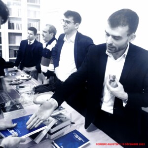 Vivien DESTRO, Alexis TROUDE, Rémi TELL, Erwan BARILLOT à la soirée des auteurs du 19/12/2022.